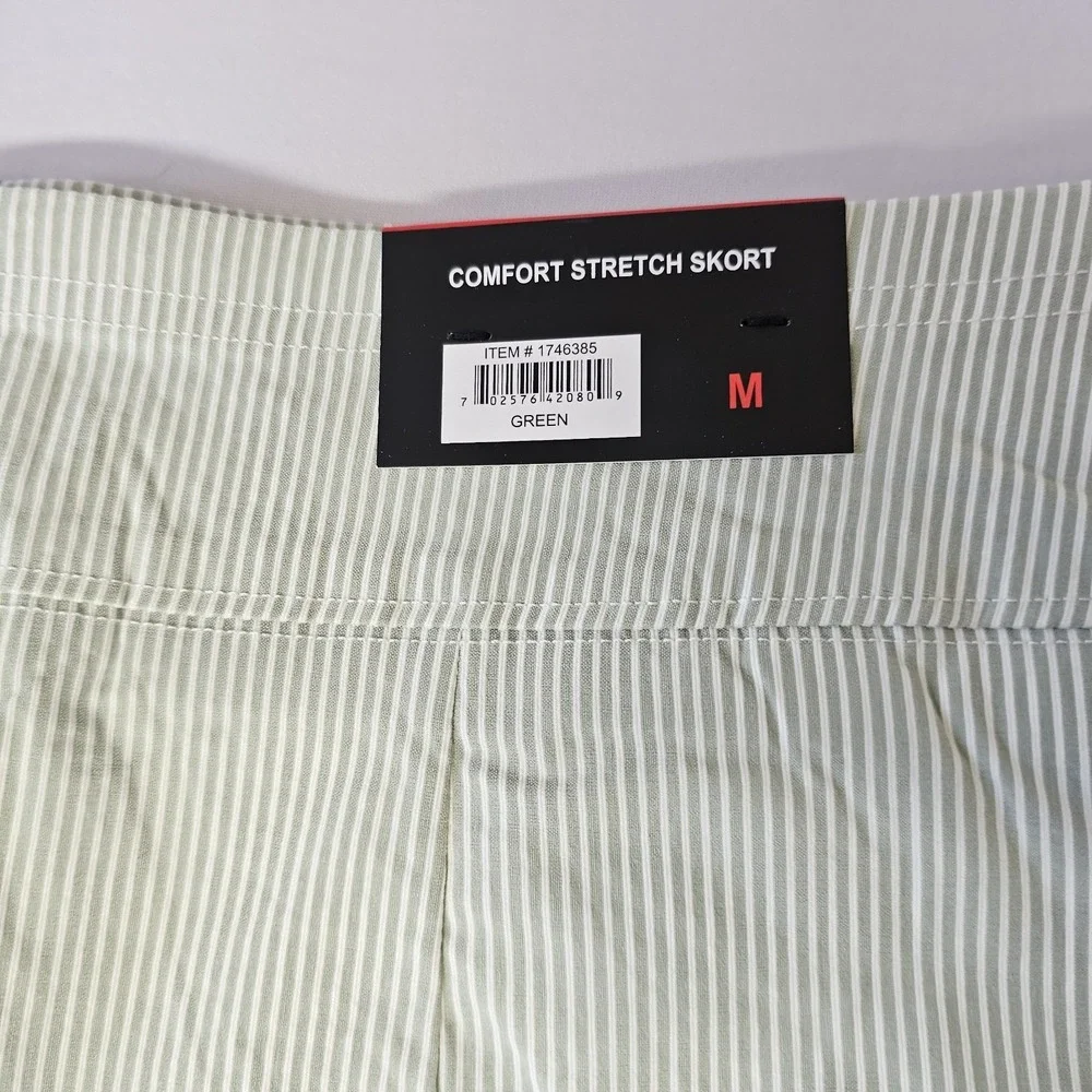 NWT Mario Serrani Ladies Medium‎ Tummy Control Skort Front Pockets Green Striped